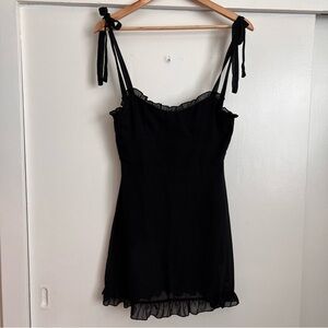 Black Chiffon Ruffled Mini Dress Size S